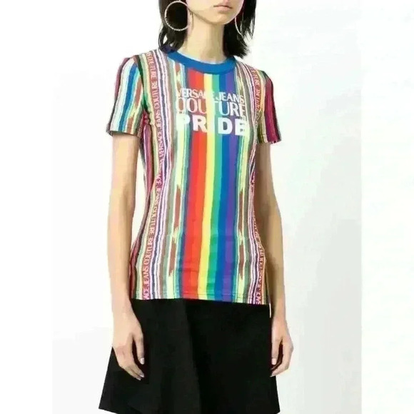 Versace Jeans Couture Pride Project Rainbow T Shirt Womens Size 6 - Picture 1 of 14